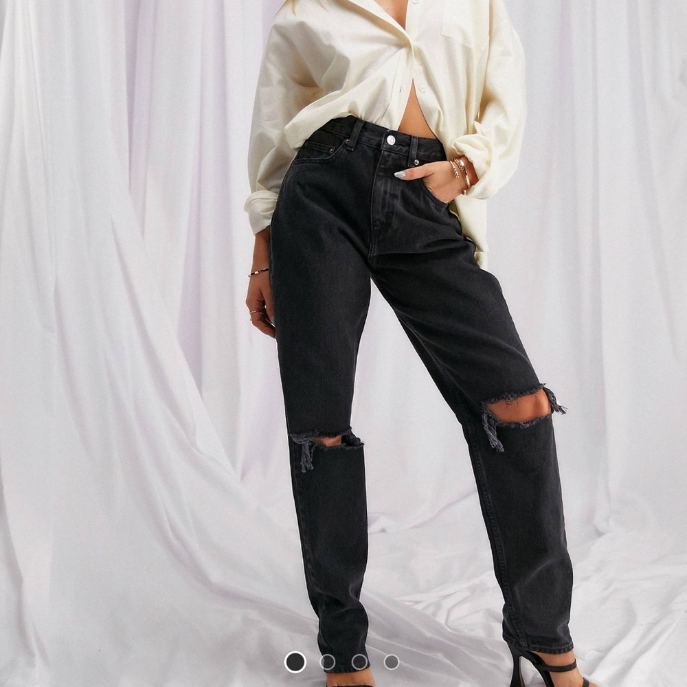 Cotton on baggy jeans with rips in washed black